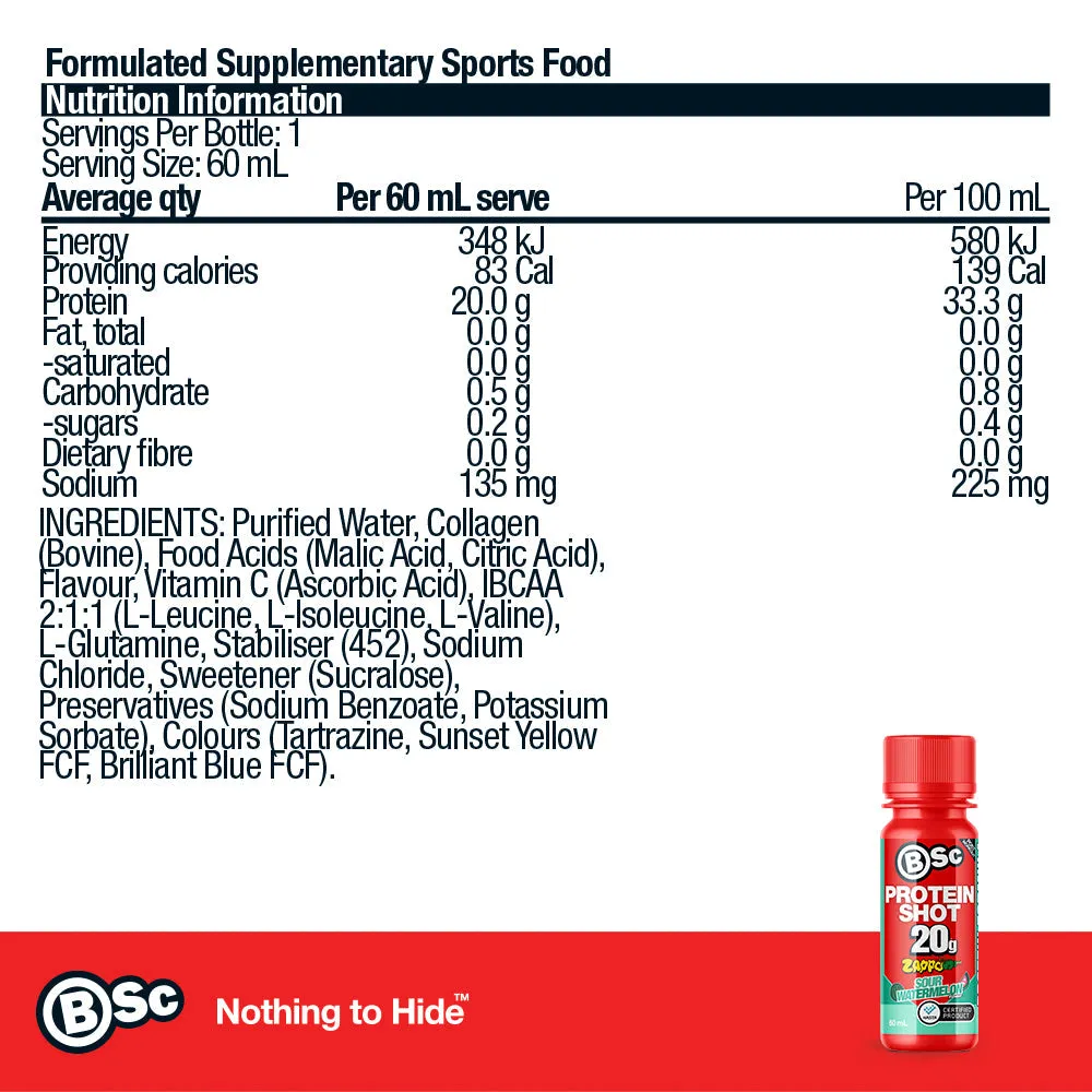 BSc 20g Protein Shot Zappo sour strawberry 60ml