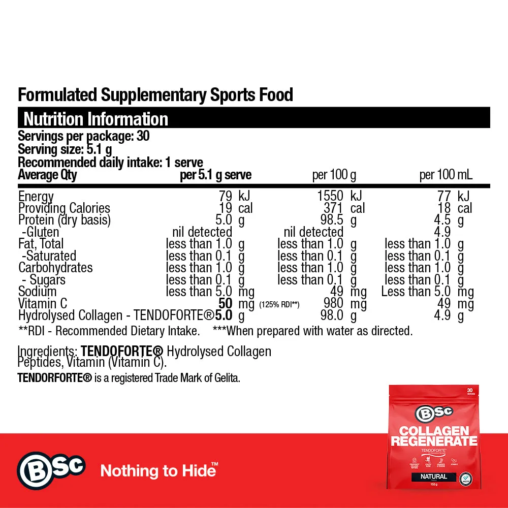 BSc Collagen Regenerate kollagen pulver Natural 153g