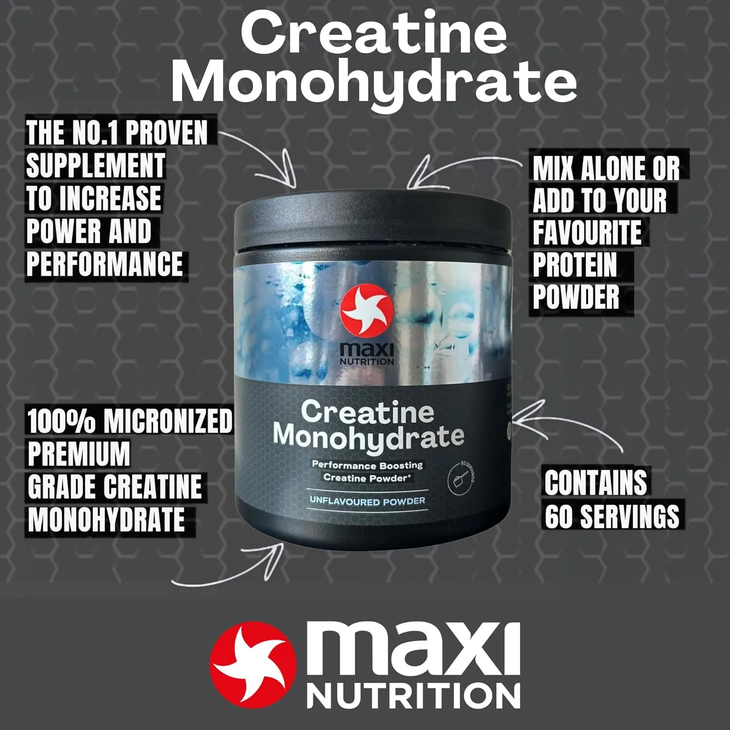 MaxiNutrition Creatine Monohydrate kreatinpulver 300g neutral