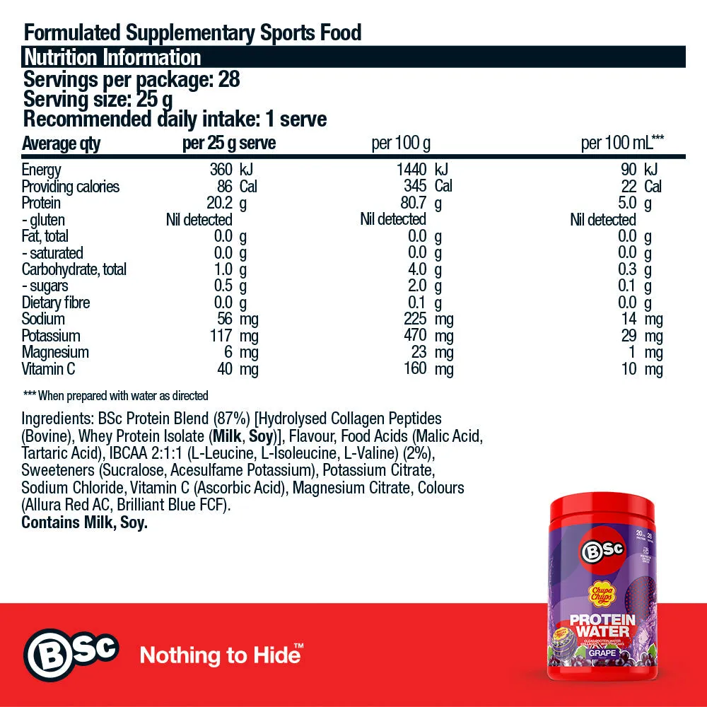 BSc Supplements Chupa Chups Protein Water pulver 700g Cola