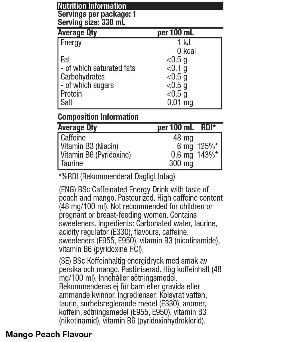 BSc Energy energipulver koffein 160mg æble-rabarber