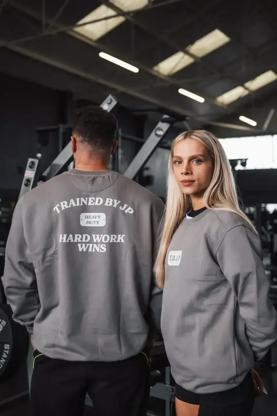 Trained by JP Hard Work Wins sweater grå bomuld