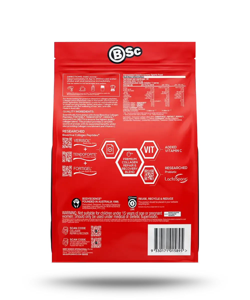 BSc Supplements Collagen Repair Recover pulver 400g Vanilla