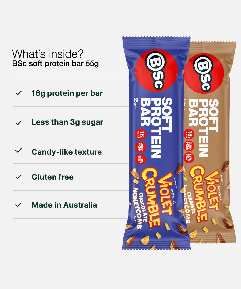 BSc Violet Crumble Soft Protein Bar proteinbar 12 stk 16g