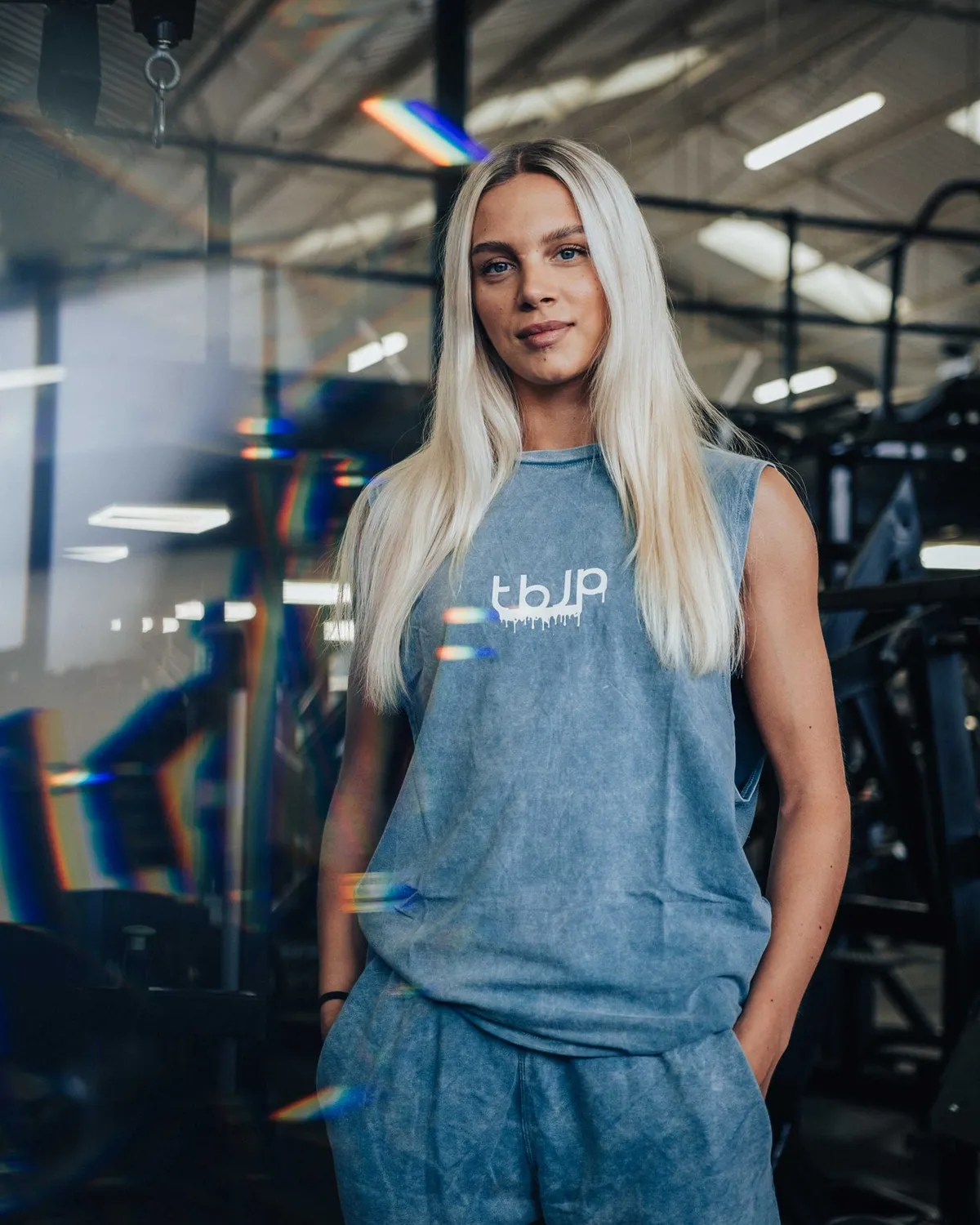 Trained by JP Drip Logo Vest tanktop blå-grøn bomuld