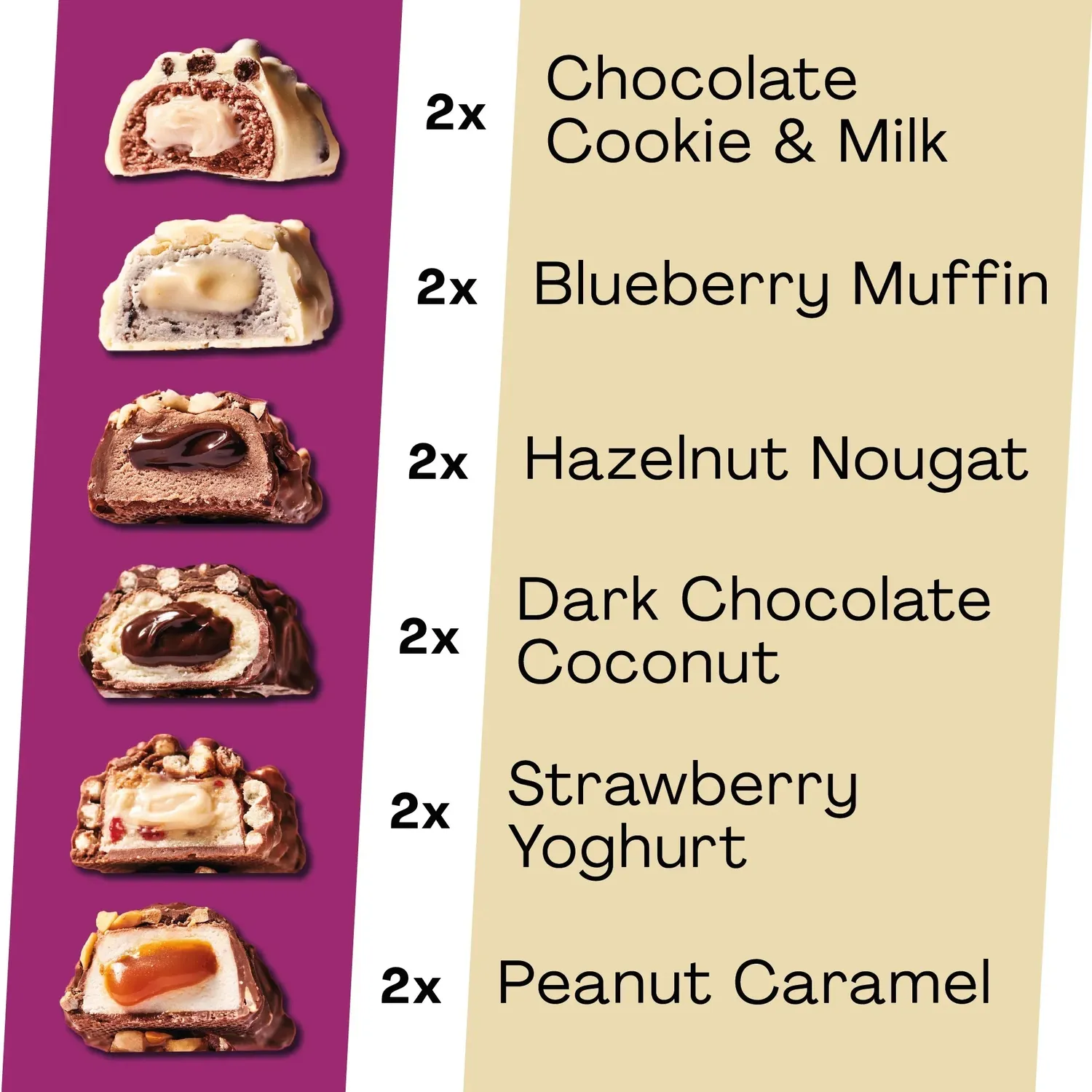 MaxiNutrition Creamy Core proteinbar mix variety box 12 stk