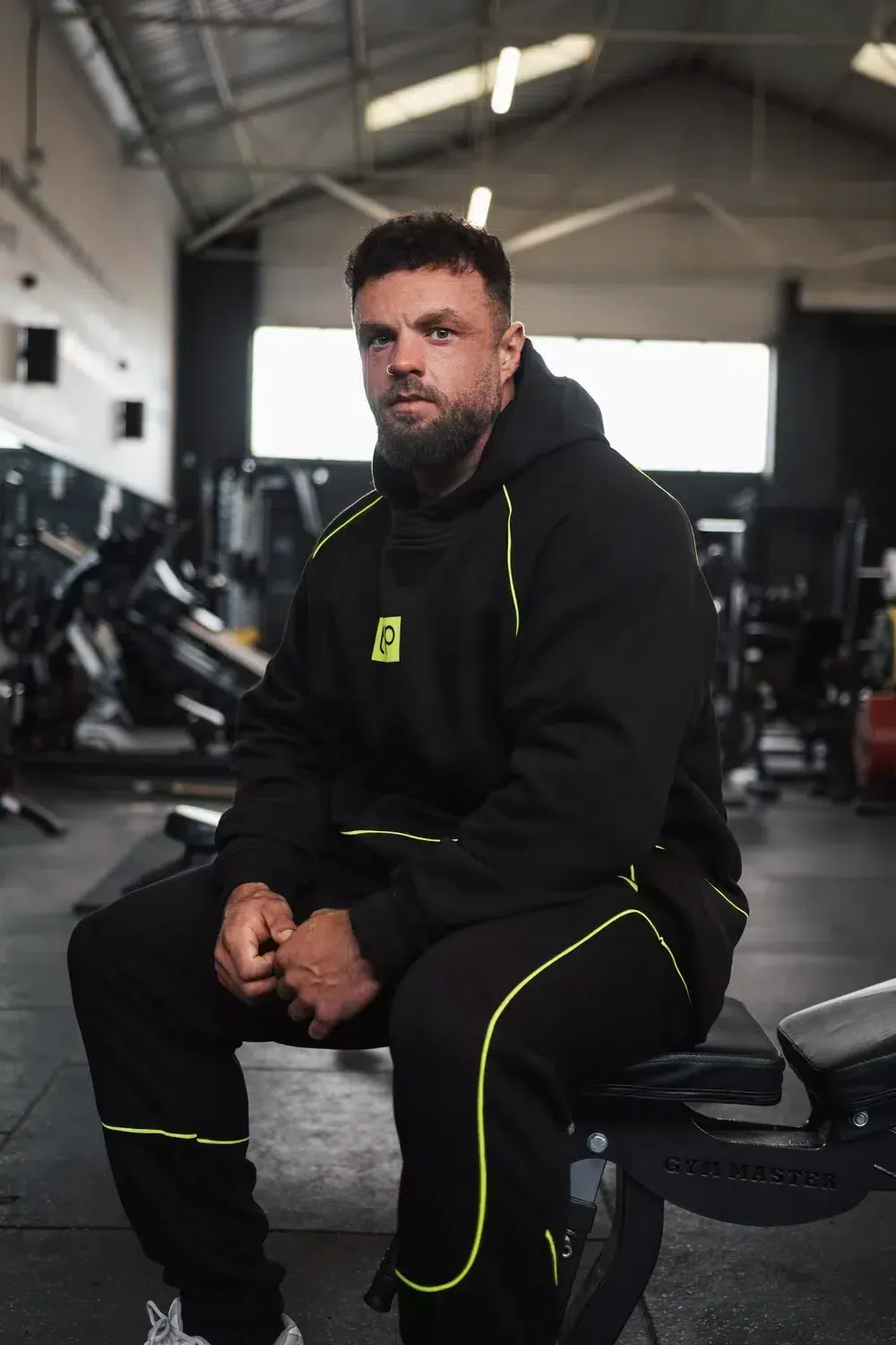 Trained by JP Black Lime Piping hoodie sort bomuld