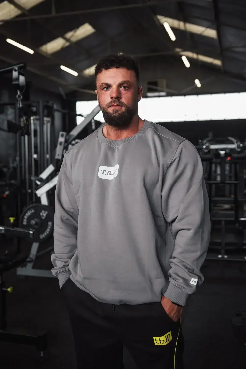 Trained by JP Hard Work Wins sweater grå bomuld