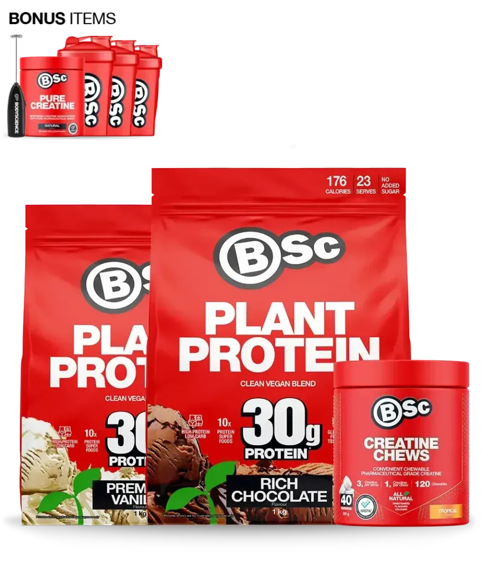 BSc Clean Plant Protein Velkomstpakke vanilje 2x1kg shaker