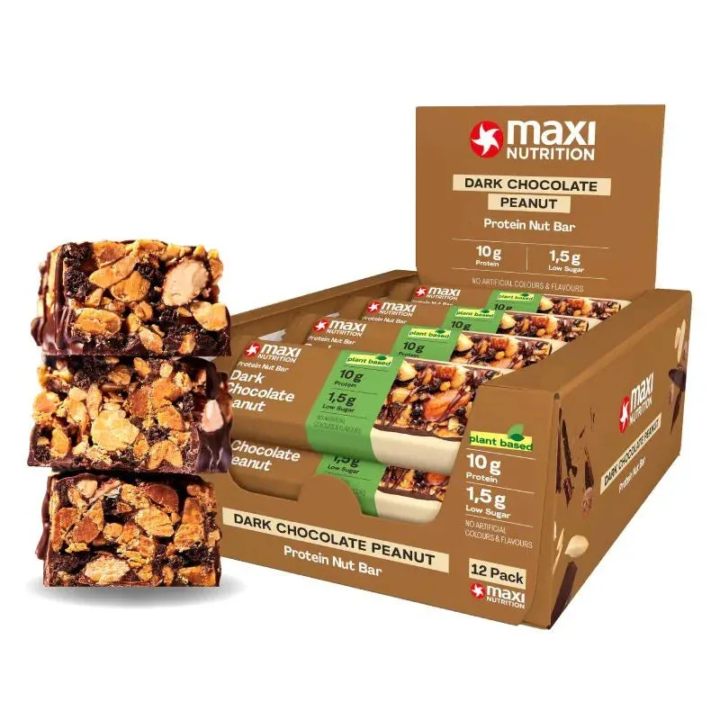 MaxiNutrition Protein Nut Bar Dark Chocolate Peanut 12x46g vegansk