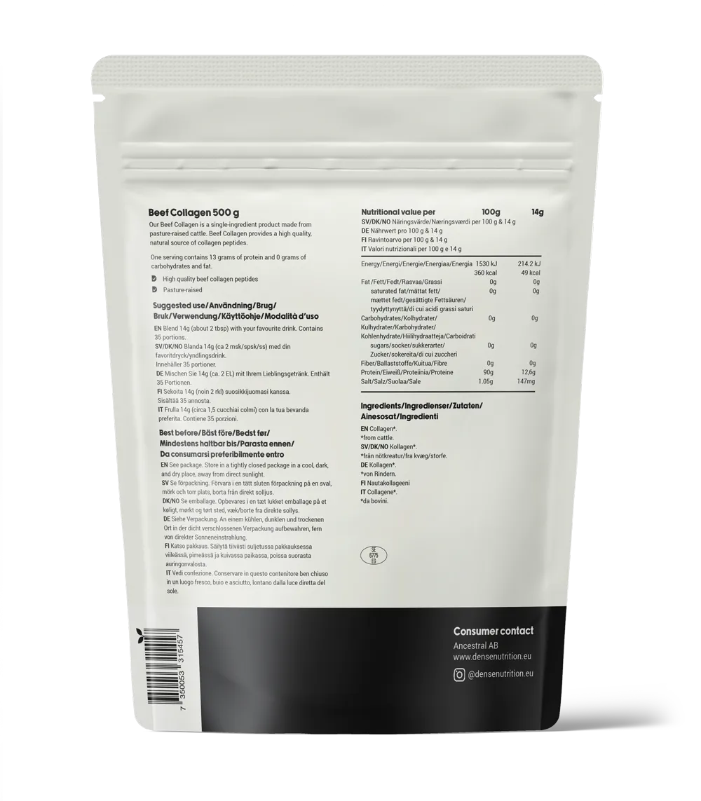 DENSE Betesuppfött Kollagen kollagenpulver neutral 13g