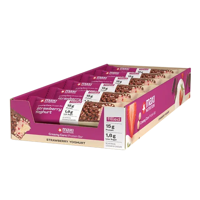 MaxiNutrition Creamy Core proteinbar 12x45g jordbær 15g protein
