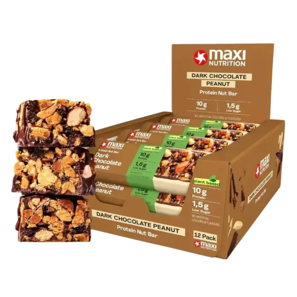 MaxiNutrition Protein Nut Bar Dark Chocolate Peanut 12x46g vegansk