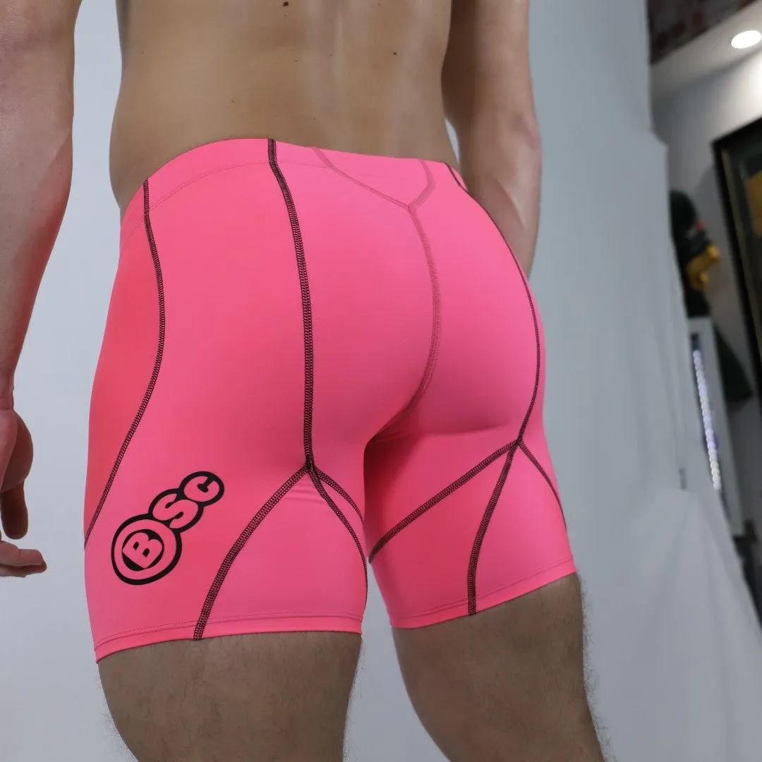 BSc Athlete Compression Half Quad Shorts kompressionsshorts Pink