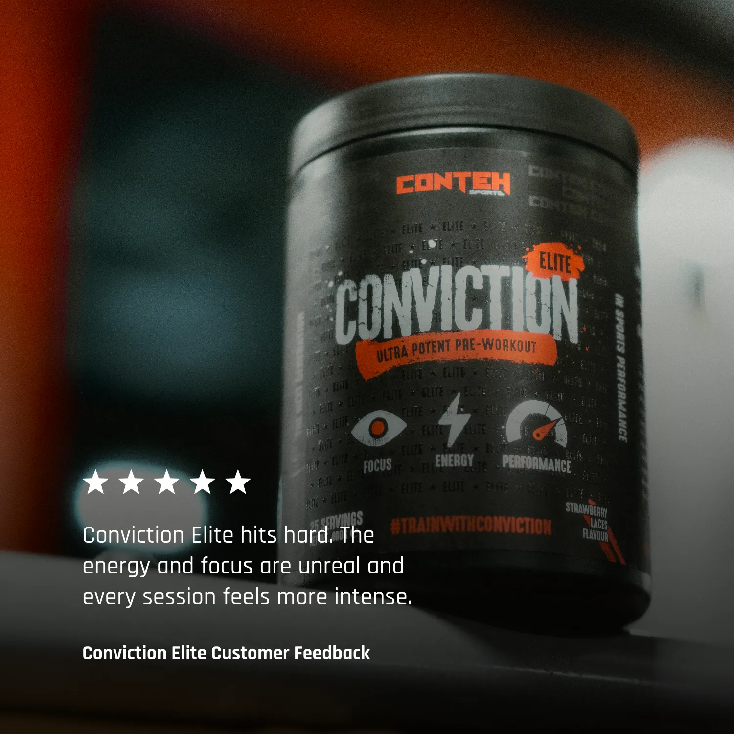 Conteh Sports Conviction Elite Pre-Workout Candy Apple 350mg koffein