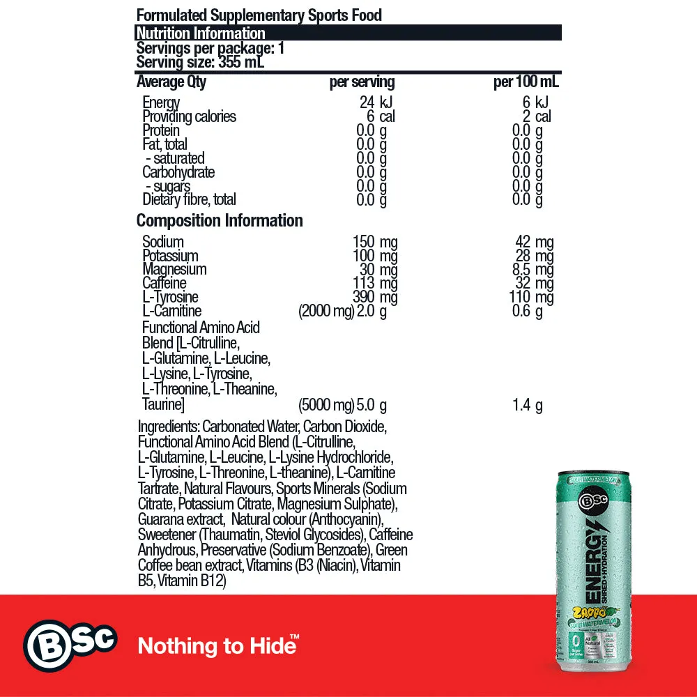 BSc Energy Shred+Hydration Zappo energidrik Sour Grape 12-pak