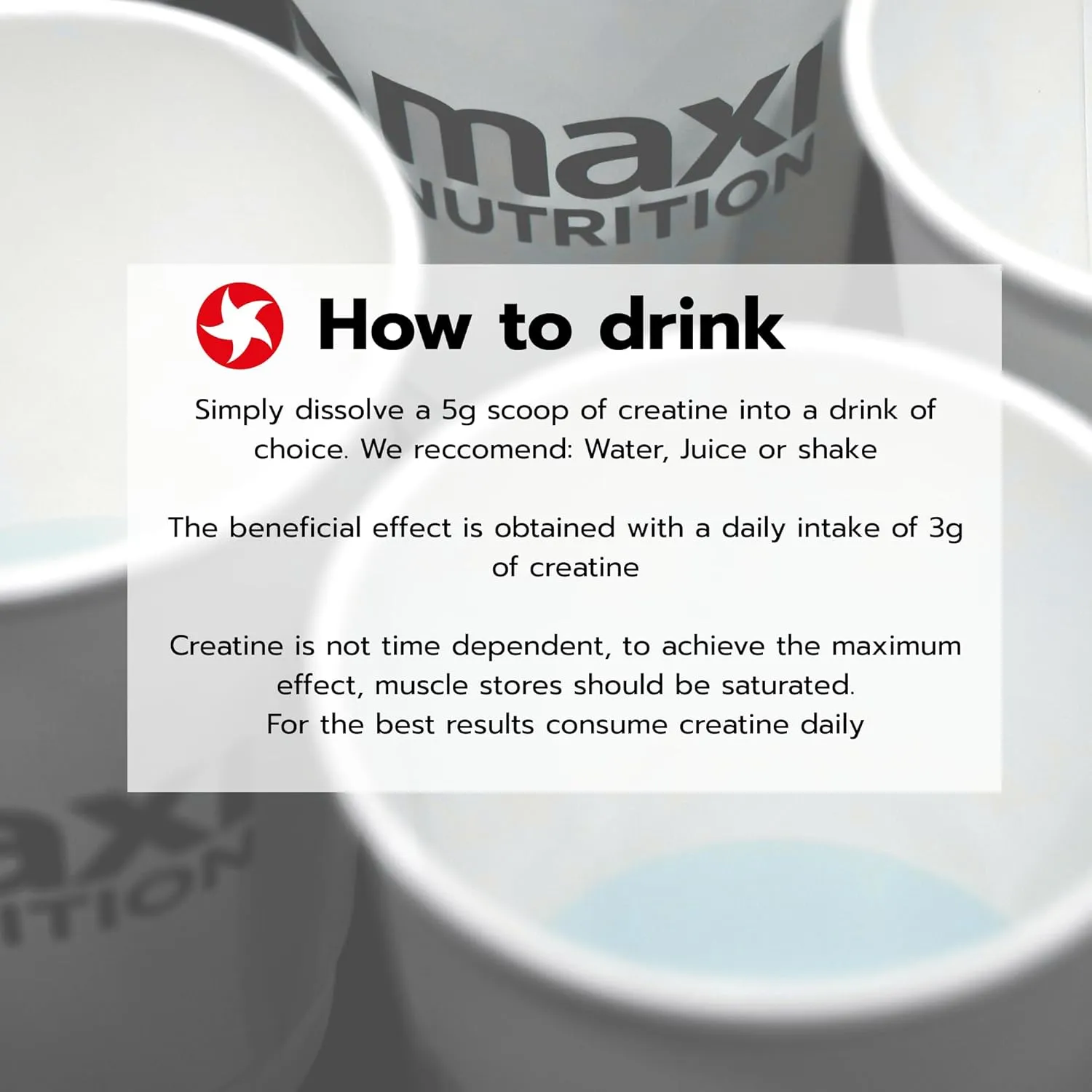 MaxiNutrition Creatine Monohydrate kreatinpulver 300g neutral