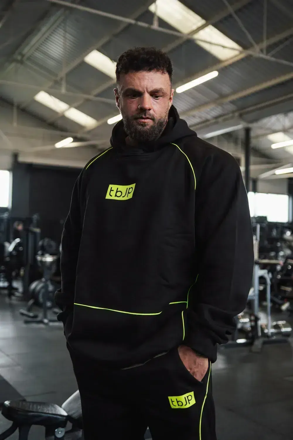 Trained by JP Black Lime Piping hoodie sort bomuld