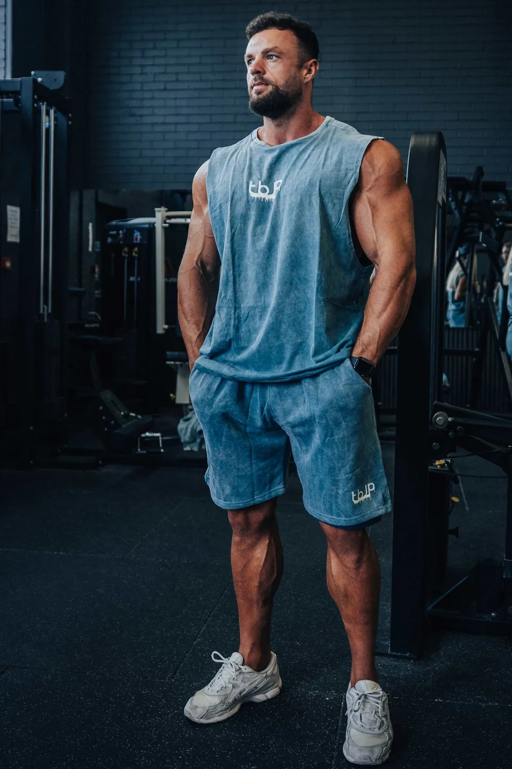 Trained by JP Drip Logo Vest tanktop blå-grøn bomuld