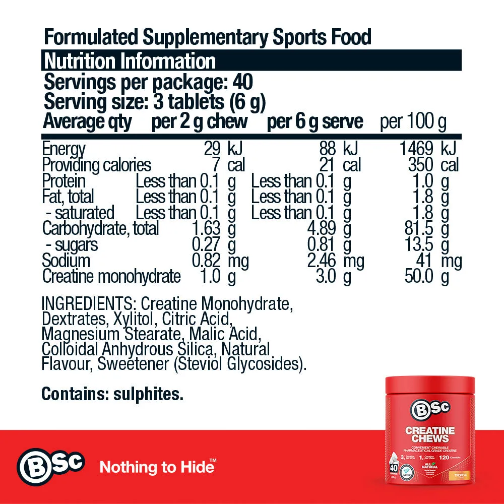 BSc Supplements Creatine Chews kreatin 120 stk Tropical