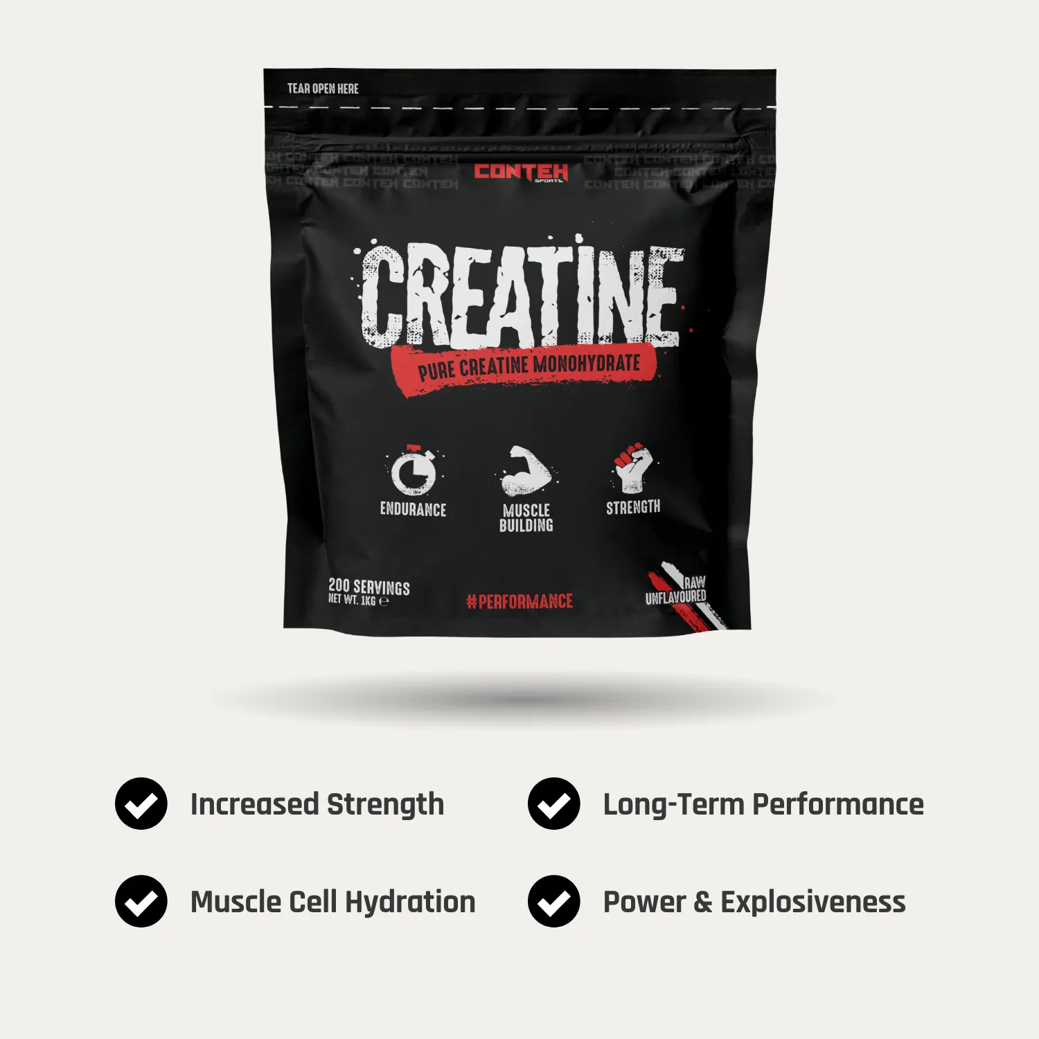 Conteh Sports Creatine Monohydrate kreatin pulver 1 kg