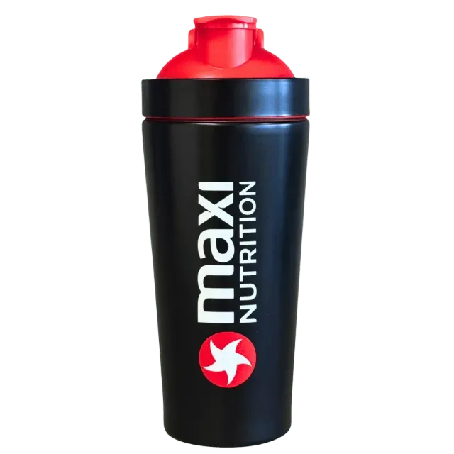 MaxiNutrition Metal protein shaker 739ml rød stål