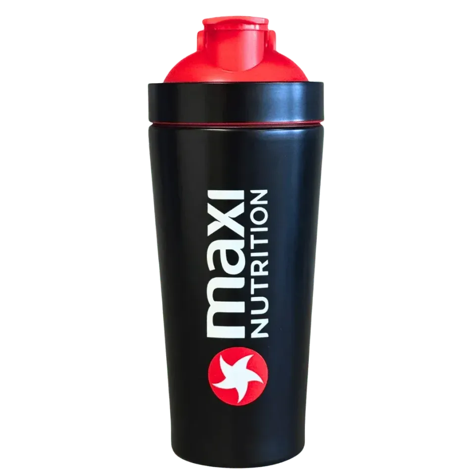MaxiNutrition Metal protein shaker 739ml rød stål