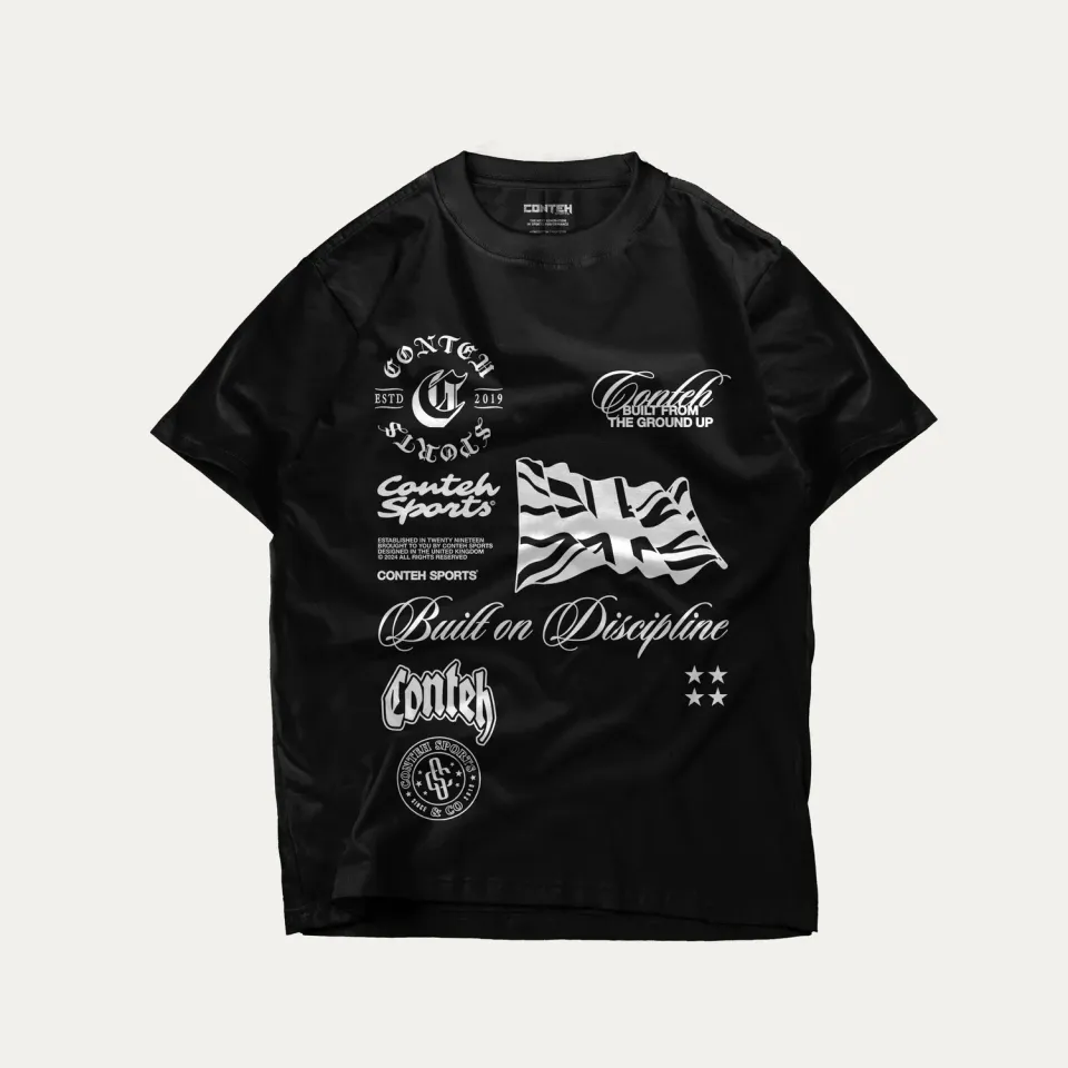 Conteh Sports Logoverload T-shirt sort oversized bomuld