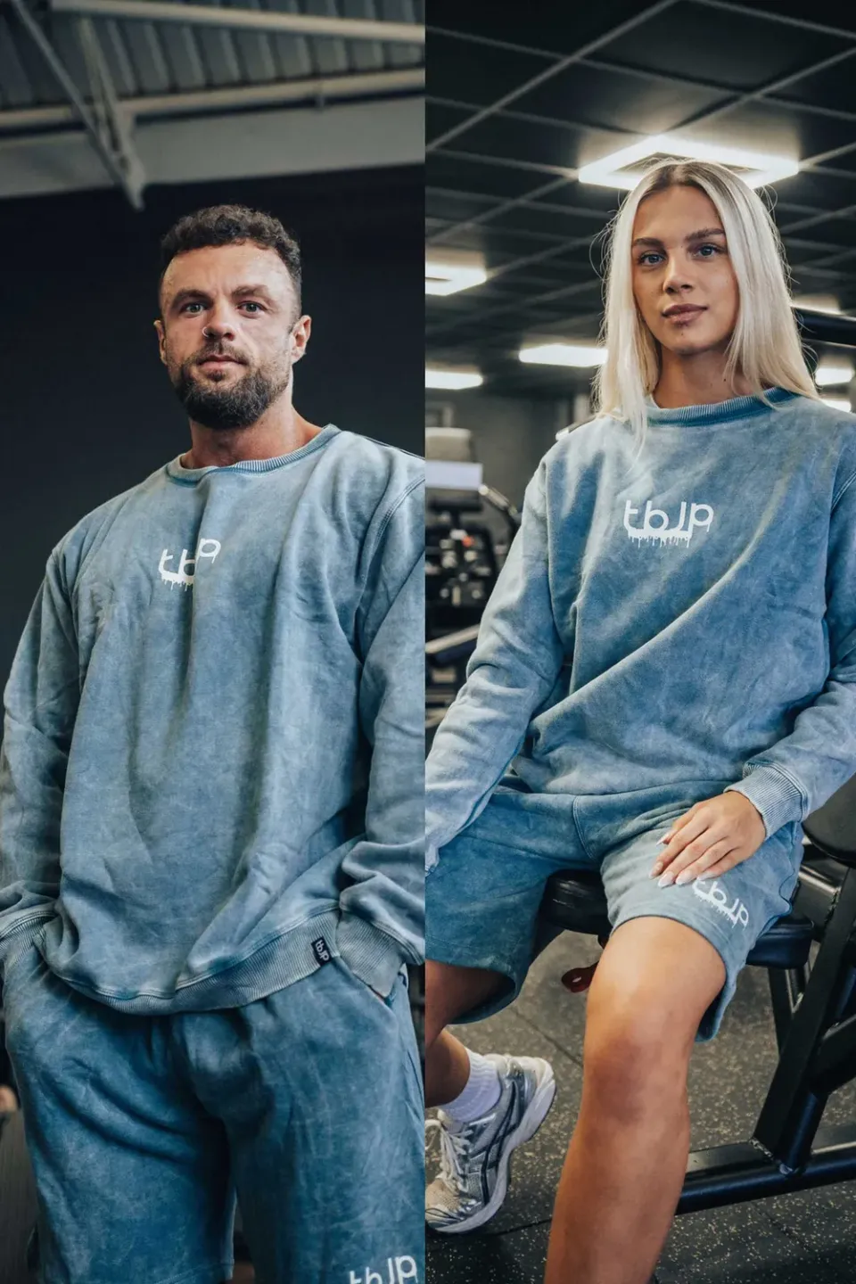 Trained by JP Drip Logo sweater blågrøn cream logo