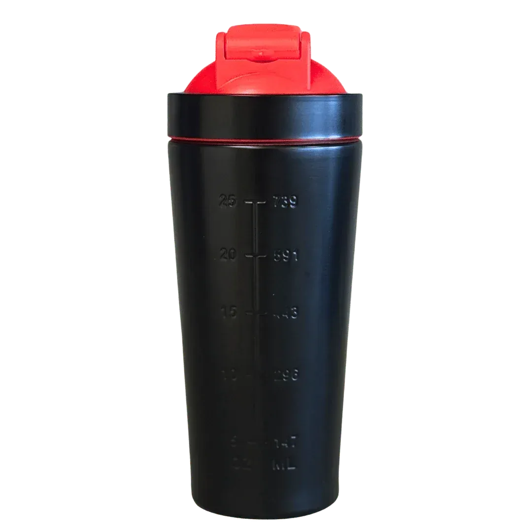 MaxiNutrition Metal protein shaker 739ml rød stål