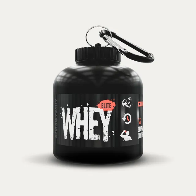 Conteh Sports Whey Funnel doseringsboks med nøglering 2 portioner