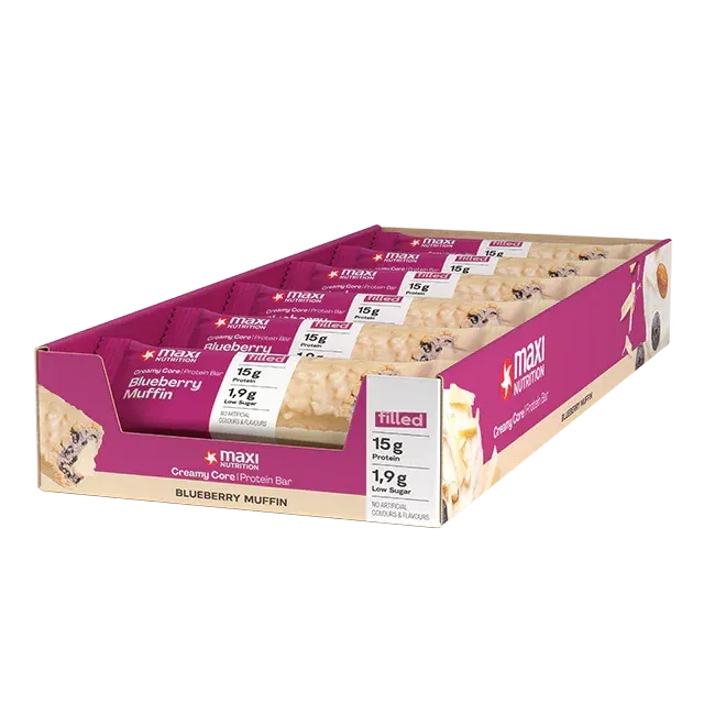 MaxiNutrition Creamy Core proteinbar blueberry muffin 12x45g 15g protein