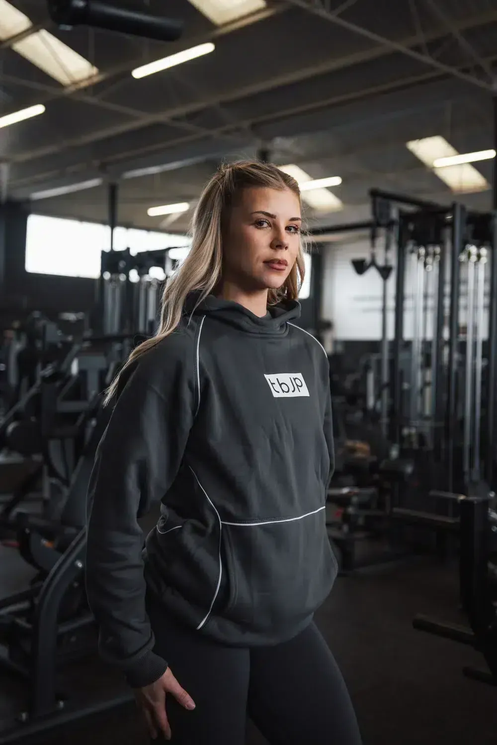 Trained by JP Hoodie Grey White Piping hættetrøje grå
