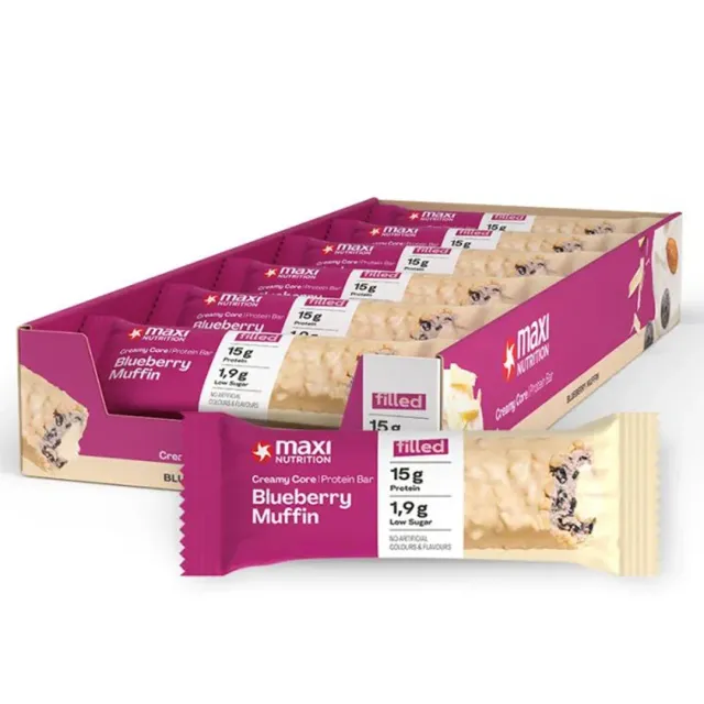 MaxiNutrition Creamy Core proteinbar blueberry muffin 12x45g 15g protein