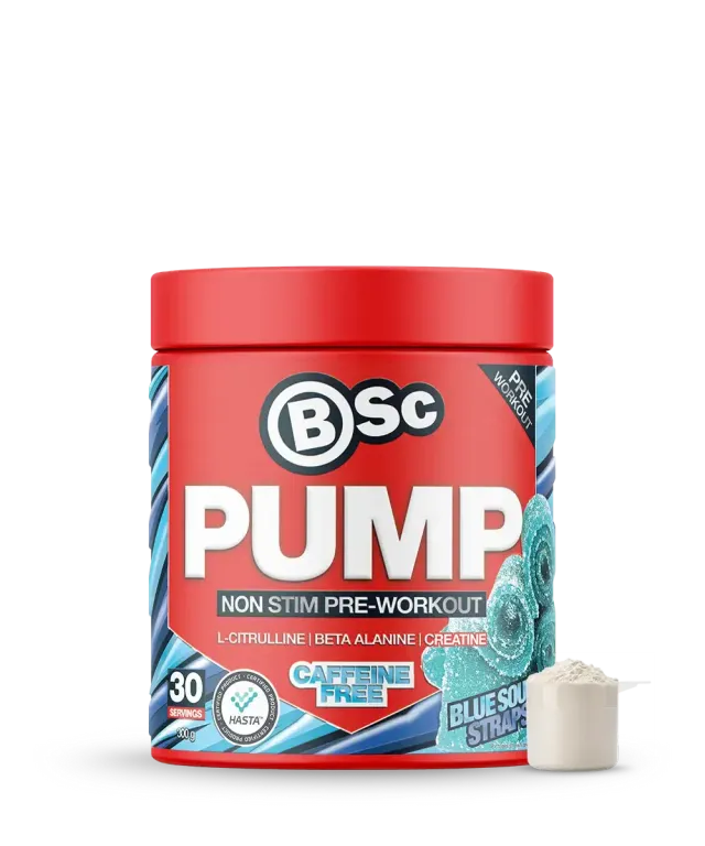 BSc PUMP Non-Stim pre-workout 300g blue sour straps