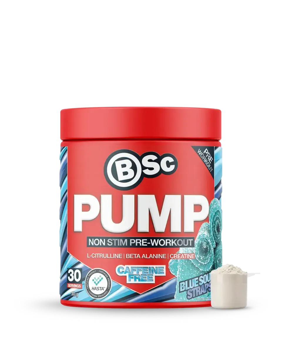 BSc PUMP Non-Stim pre-workout 300g blue sour straps