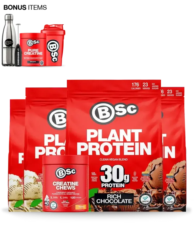 BSc Clean Plant Protein Stor Bundle vanilje 4x1kg vegansk