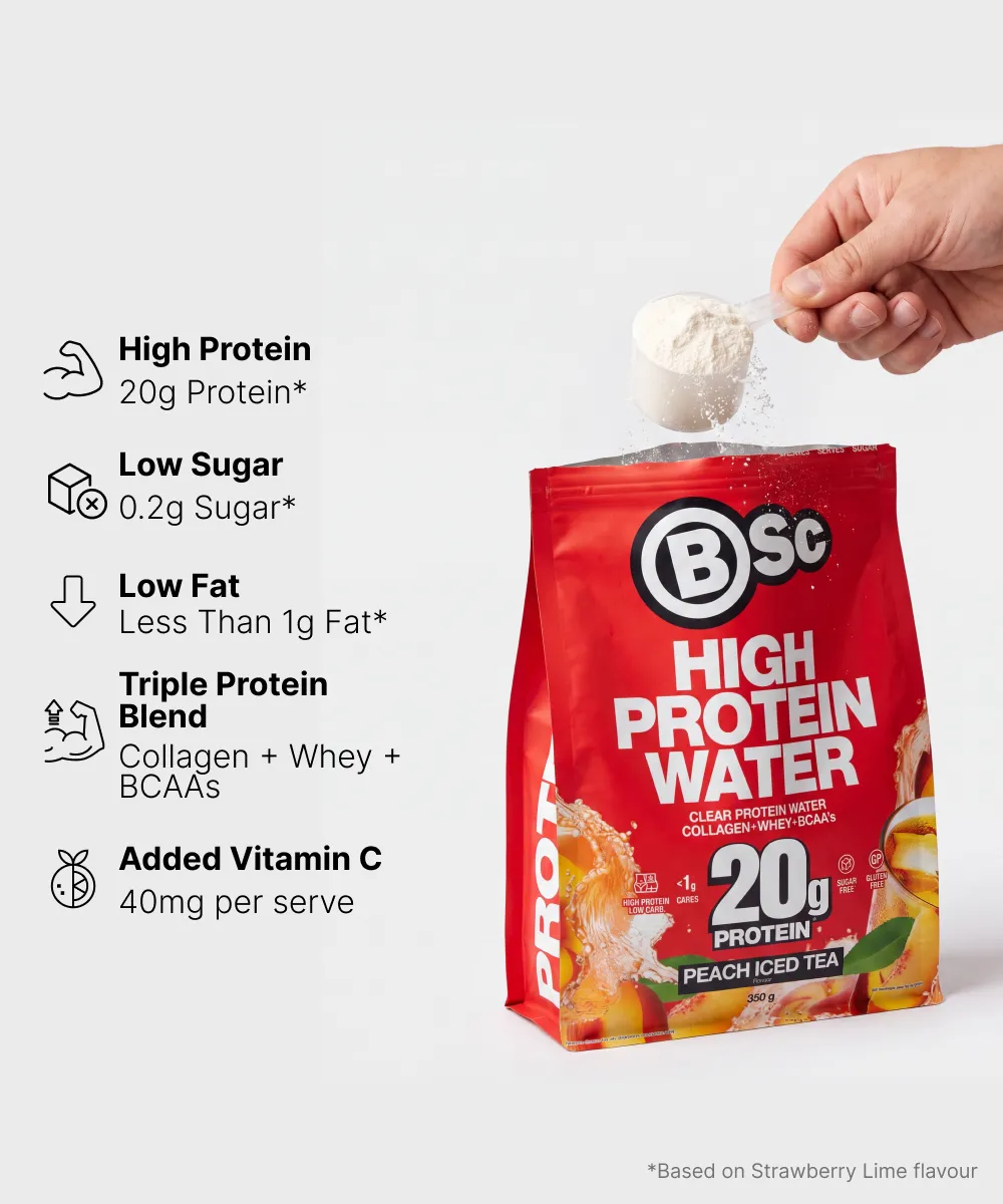 BSc Water Protein Bundle strawberry lime fersken med shaker