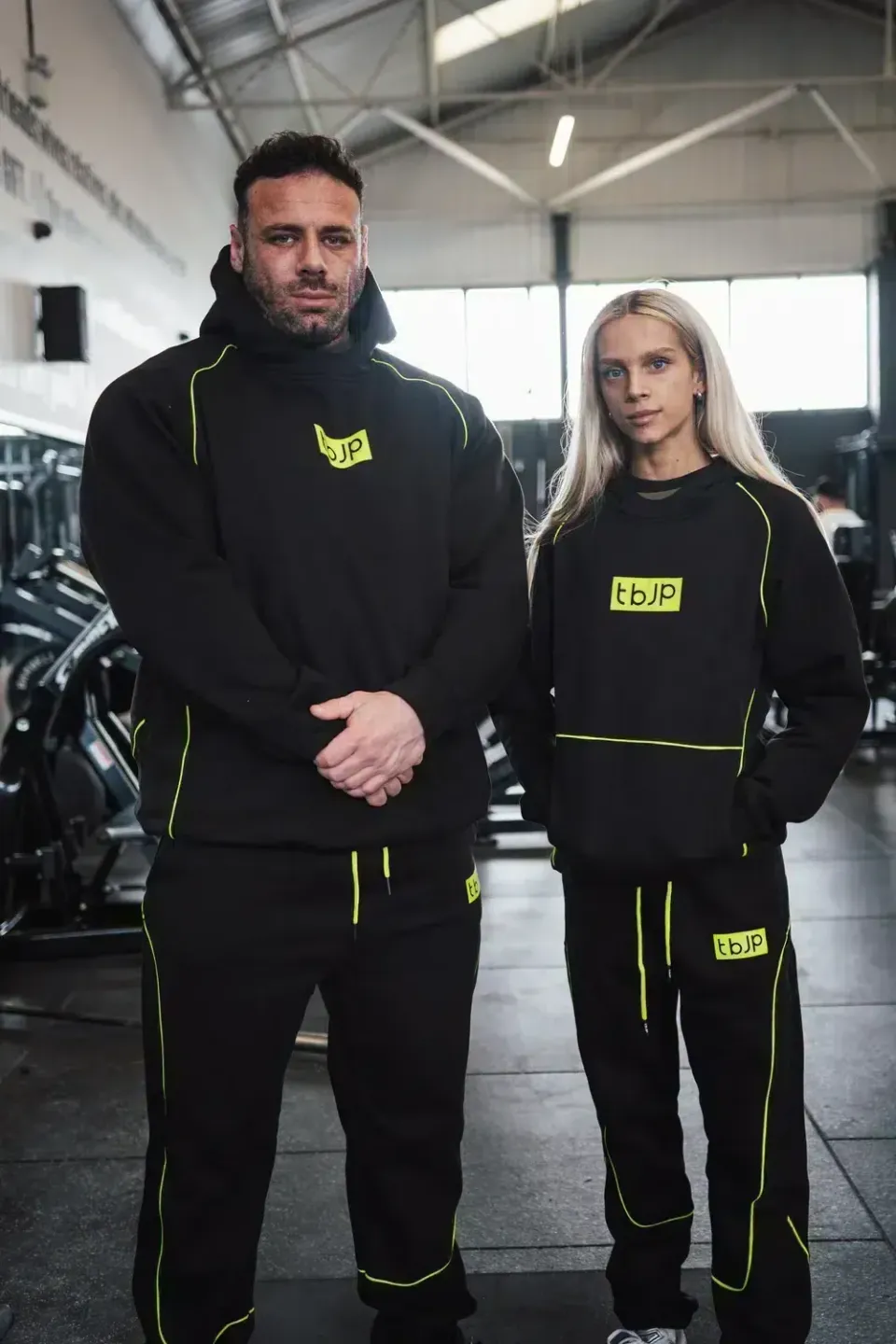Trained by JP Black Lime Piping hoodie sort bomuld