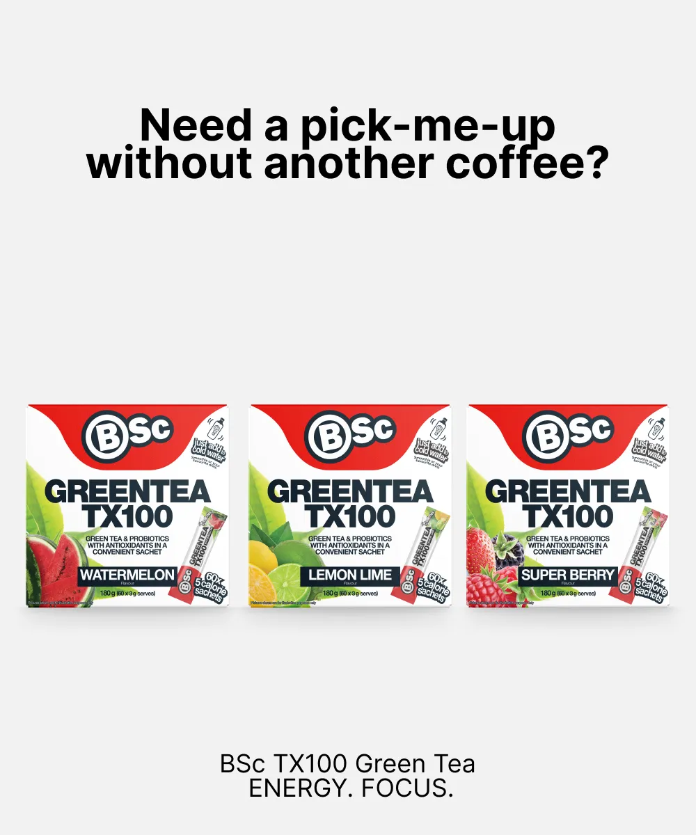 BSc Green Tea TX100 energidrik lemon lime 60 breve