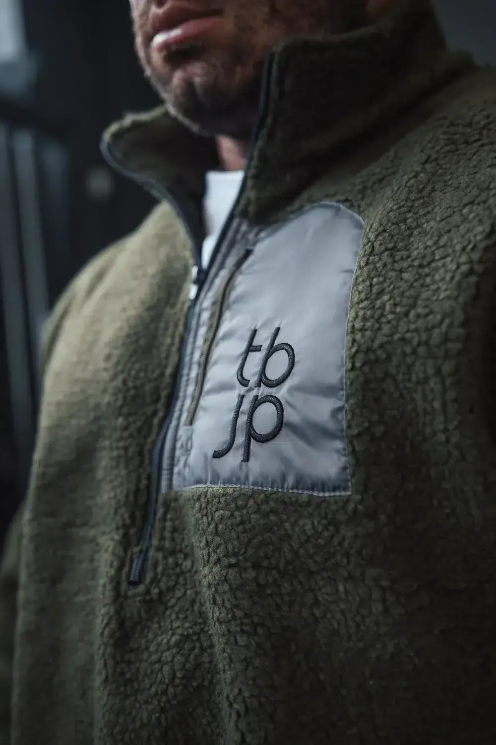 Trained by JP Sherpa Fleece taupe patch fleece