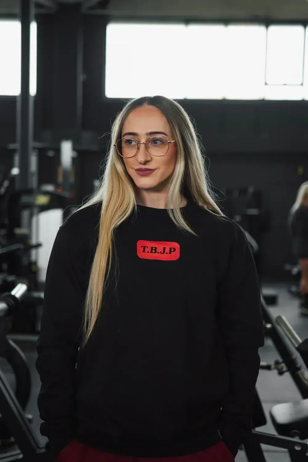 Trained by JP Hard Work Wins sweater sort rød bomuld