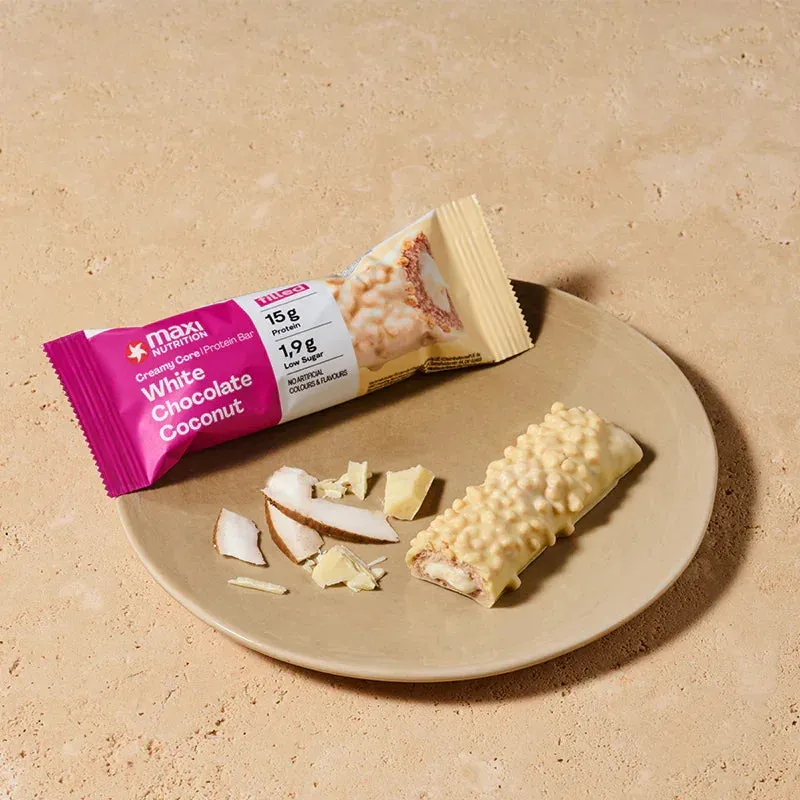 MaxiNutrition Creamy Core proteinbar hvid kokos 12x45g