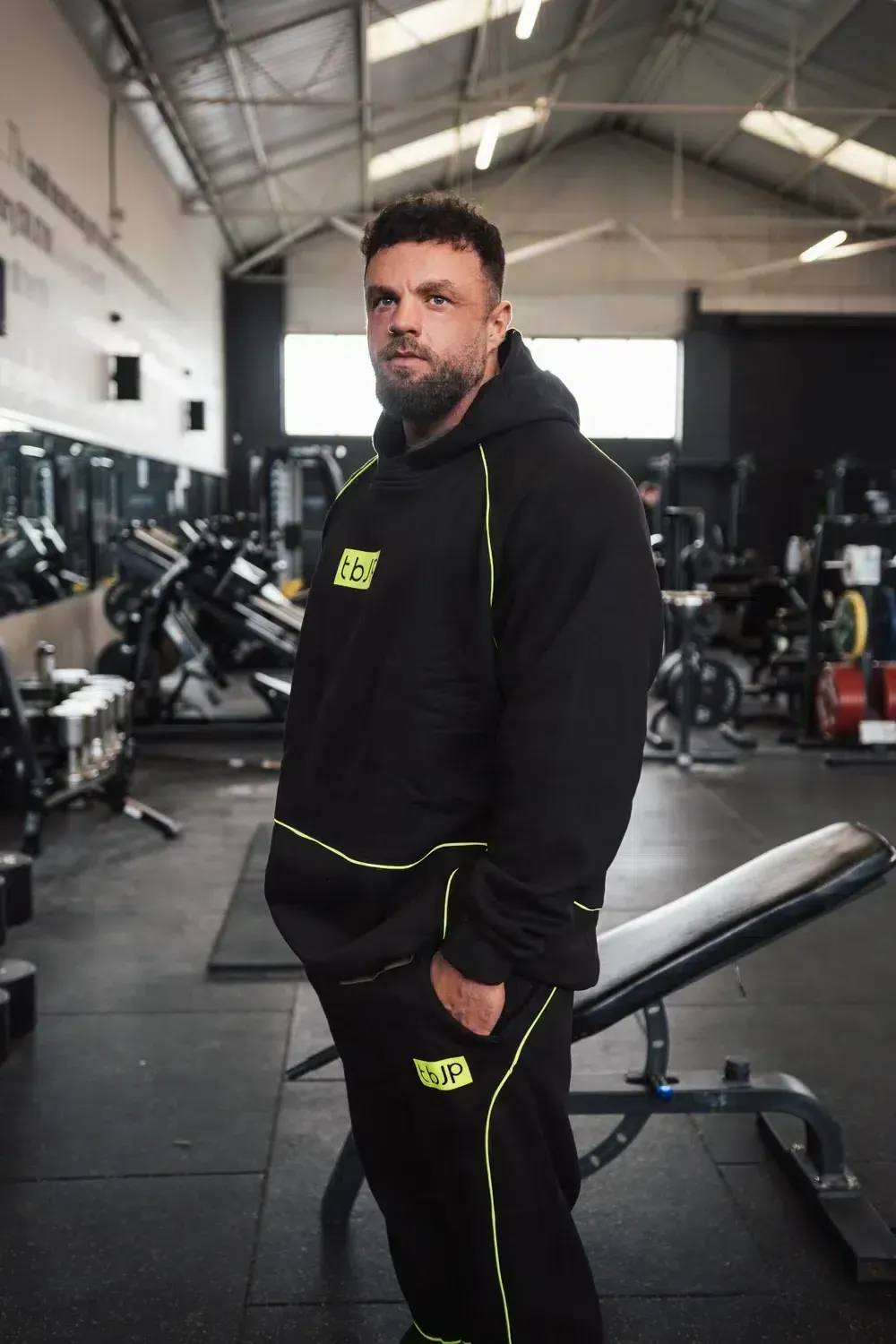 Trained by JP Black Lime Piping hoodie sort bomuld