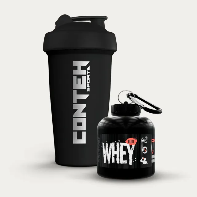 Conteh Sports Shaker + Whey Funnel bundt 700 ml transport