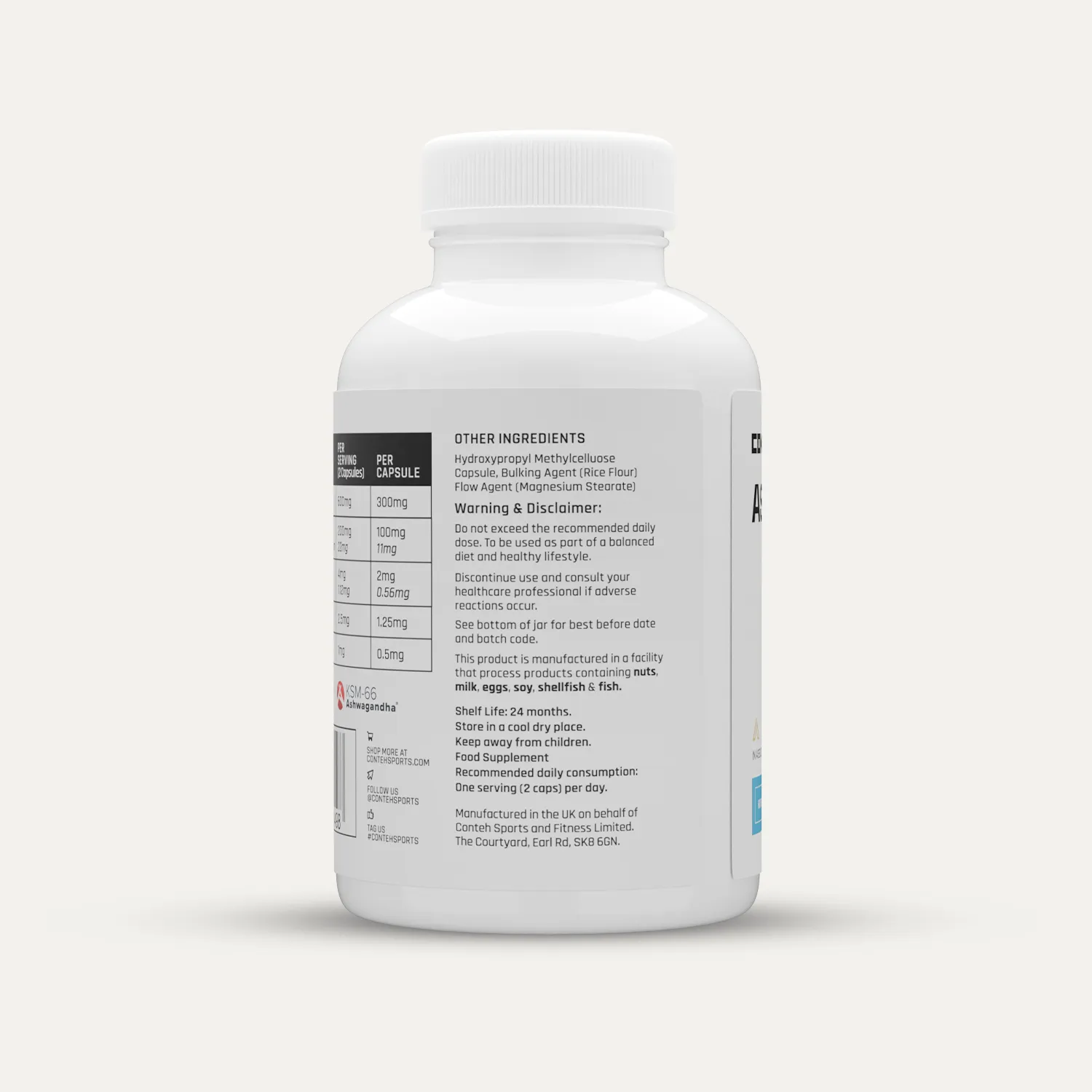 Conteh Sports Ashwagandha+ kapsler til daglig restitution