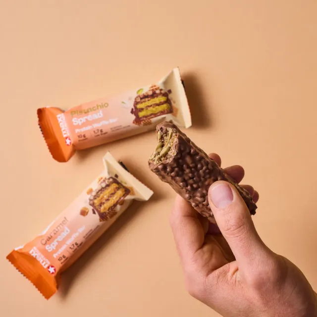 MaxiNutrition Crispy Waffle proteinbar karamel 30% bundle 10g protein