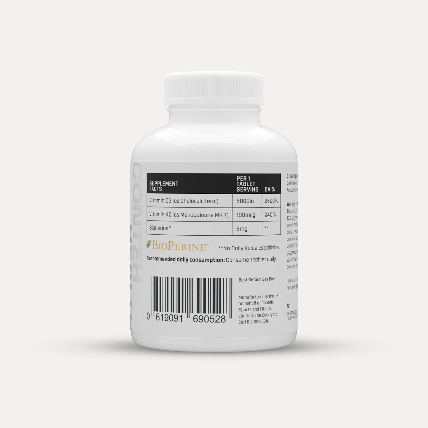 Conteh Sports D3+K2 vitamin tabletter 5000 IU MK-7 BioPerine
