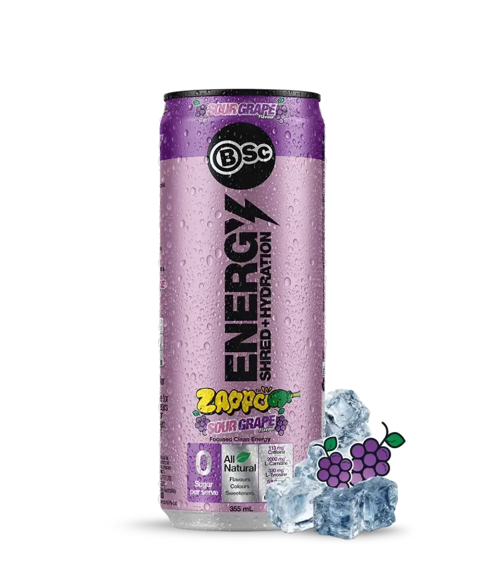BSc Energy Shred+Hydration Zappo energidrik Sour Grape 12-pak