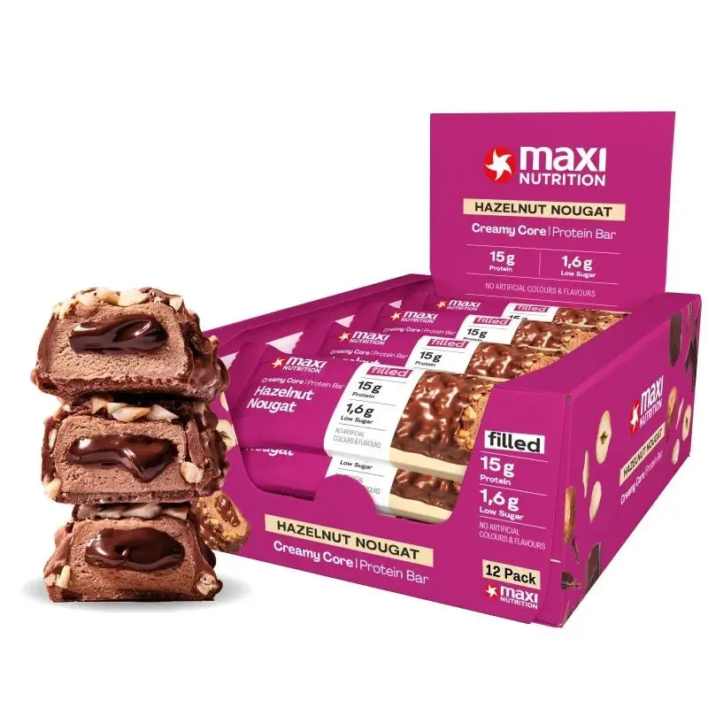 MaxiNutrition Creamy Core proteinbar hasselnød 12x45g lav sukker